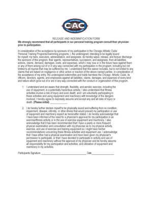 Release and Indemnification Form