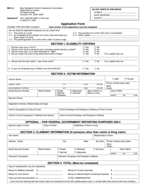 New Hampshire Victims' Assistance Commission Application Form
