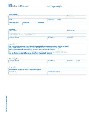 Fondflyttsavgift Claim Form