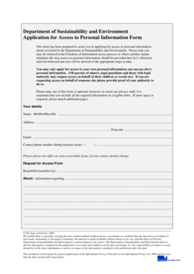 Application for Access to Personal Information