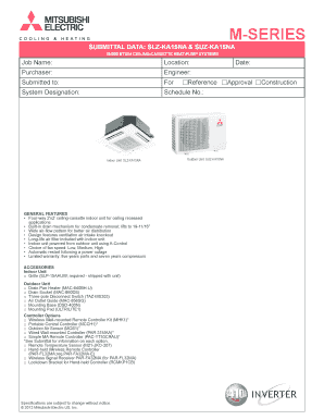 Mitsubishi Electric Ceiling Cassette Heat Pump Submittal Form
