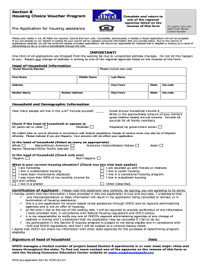 Section 8 Housing Choice Voucher Program Pre-Application