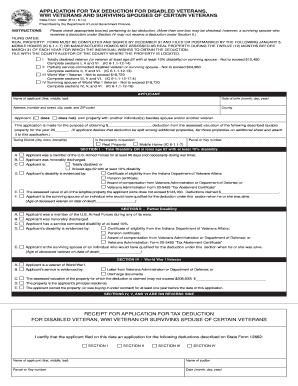 Indiana Tax Deduction Application for Disabled Veterans