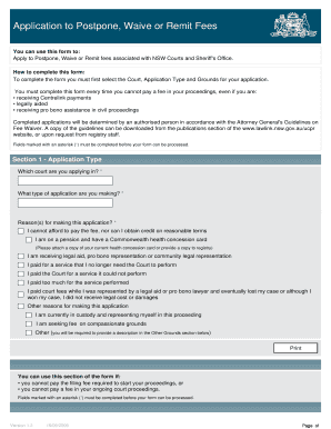 NSW Court Fee Waiver Application