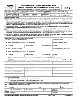 Form 3520 Foreign Trusts and Receipt of Certain Foreign Gifts