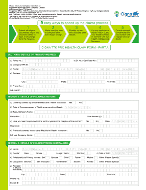 Cigna TTK Health Claim Form