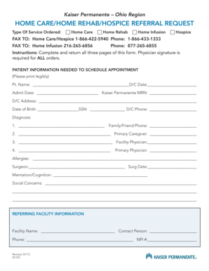 Kaiser Permanente Home Care Referral Request