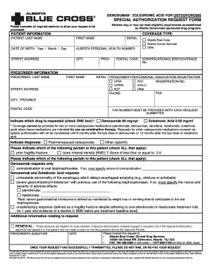 Denosumab Zoledronic Acid Special Authorization Request Form