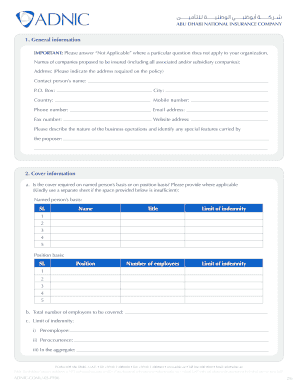 Fidelity Guarantee Insurance Proposal Form