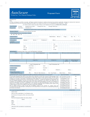 Private Car and Two Wheeler Insurance Proposal Form