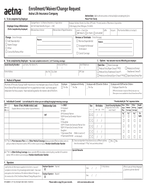 Aetna Health Benefits Enrollment/Waiver/Change Request