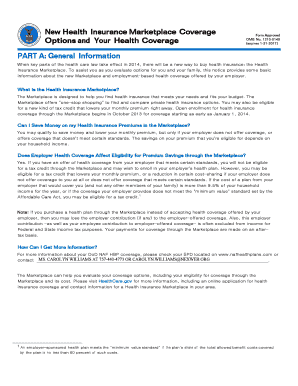 Health Insurance Marketplace Coverage Options Notice