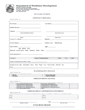 Bermuda Employment Intake Form