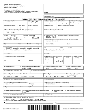 Employer's First Report of Injury or Illness