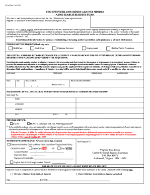 Virginia Sex Offender Name Search Request Form