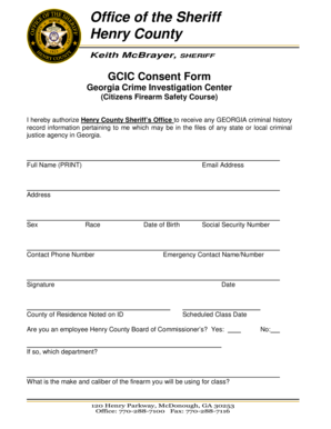 Georgia Firearm Safety Course Consent Form