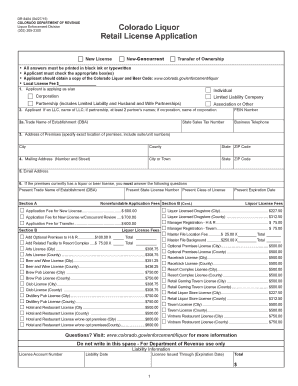 Colorado Liquor Retail License Application