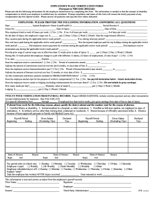 Employer's Wage Verification Form