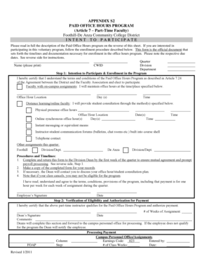 Paid Office Hours Program Intent to Participate