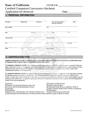 California CCCM Renewal Application