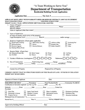Texas Residential Building Permit Application