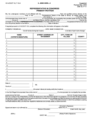 Illinois Primary Petition for Representative in Congress