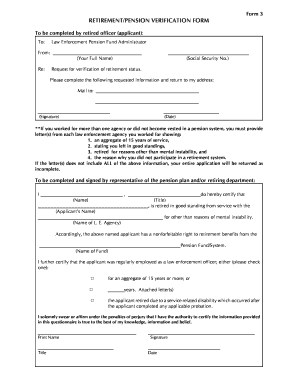 Retirement Pension Verification Form