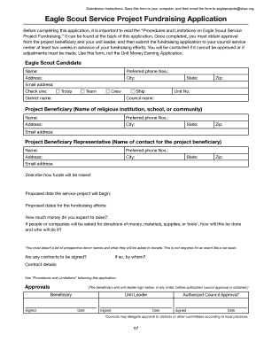 Eagle Scout Service Project Fundraising Application