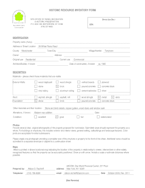 Historic Resource Inventory Form
