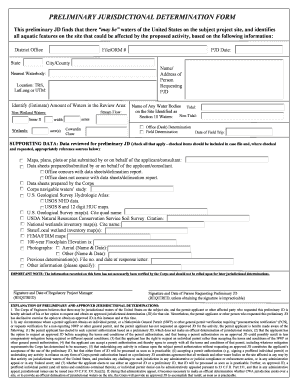 Preliminary Jurisdictional Determination Form