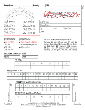 Skydiving Canopy Order Form