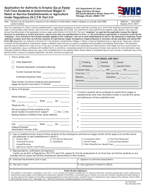 US Department of Labor Form WH-202