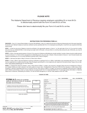 Alabama Form A-3 Annual Reconciliation