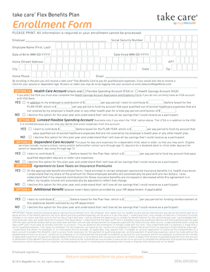 take care® Flex Benefits Plan Enrollment Form