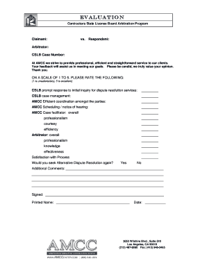 Contractors State License Board Arbitration Feedback Form