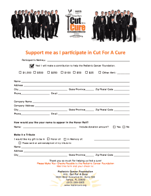 Cut For A Cure Donation Form