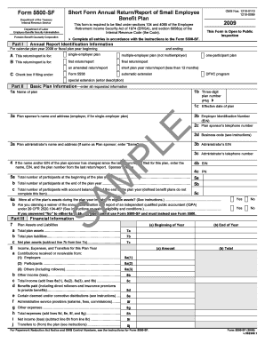 Form 5500-SF Short Form Annual Return