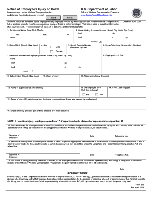Longshore and Harbor Workers' Compensation Injury Notice