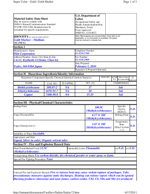 Material Safety Data Sheet for Gold Marker