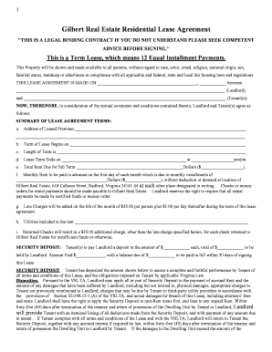 Gilbert Real Estate Residential Lease Agreement