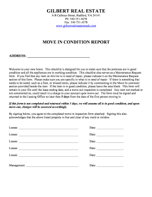 Move In Condition Report