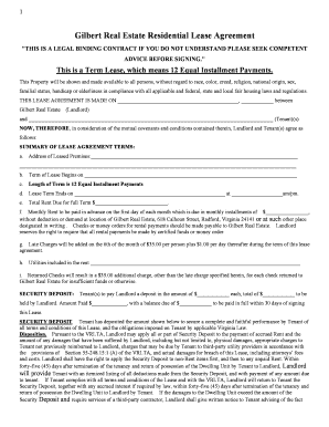 Gilbert Real Estate Residential Lease Agreement