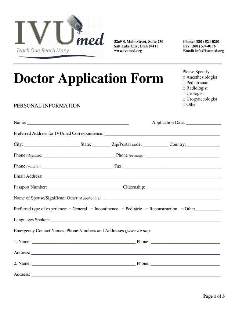 Doctor Application Form - Fill Online, Printable, Fillable, Blank ...