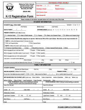 K-12 Registration Form