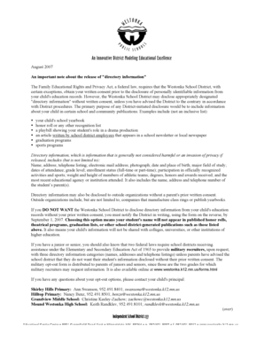 Directory Information Opt-Out Form
