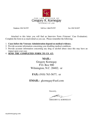 Veterans' Disability Case Evaluation Form