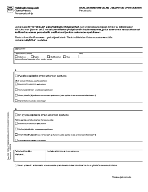 Finnish Religious Education Participation Form