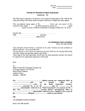 Format for Renewal of Bank Guarantee for Additional Bank Guarantee