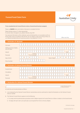 Funeral Fund Claim Form