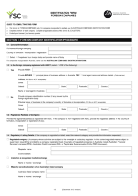 Foreign Companies Identification Form
